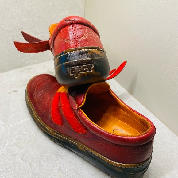 Eject red and orange beautiful leather sneakers - Picture 3 of 8